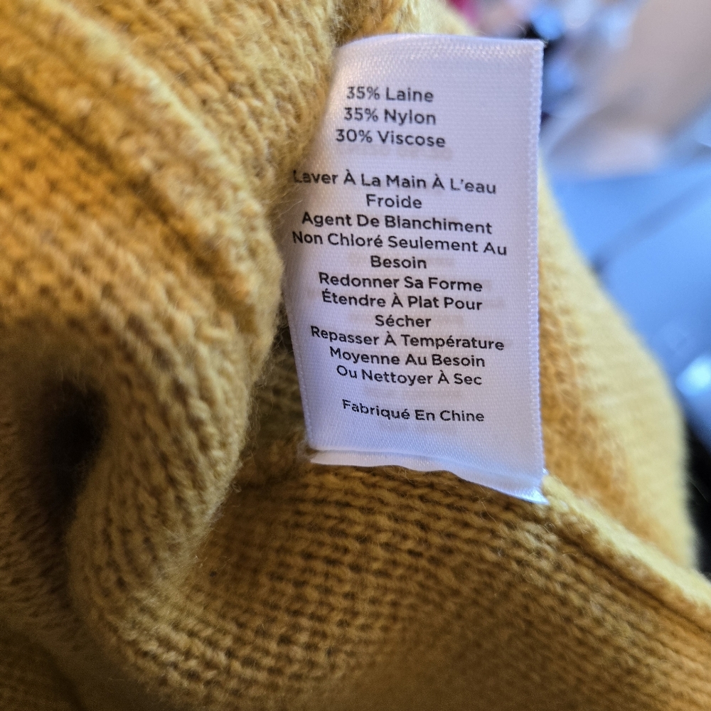 Womens XL Talbots Golden Yellow Open Front Cardigan Wool Blend Sweater - Picture 6 of 7